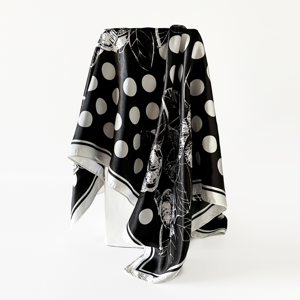 80g Weight Silk Scarf Classification Holiday, Travel Occasion Polyester Material Polka Dots, Leopard Pattern Spring&Summer Season Women's Gender Elegant, Vintage Style Style Women's Elegant Vintage Style Polka Dots Leopard Polyester Silk Scarf 13