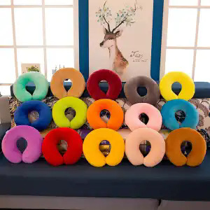 In Stock Creative Cartoon Plush Neck Toast Bread Travel Nap U-Shaped Pillow_voghion.com