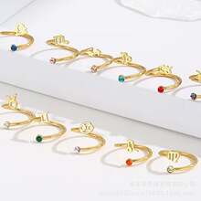 跨境速卖通脚戒S925纯银星座羊角女开口脚戒欧美跨境十二星座批发