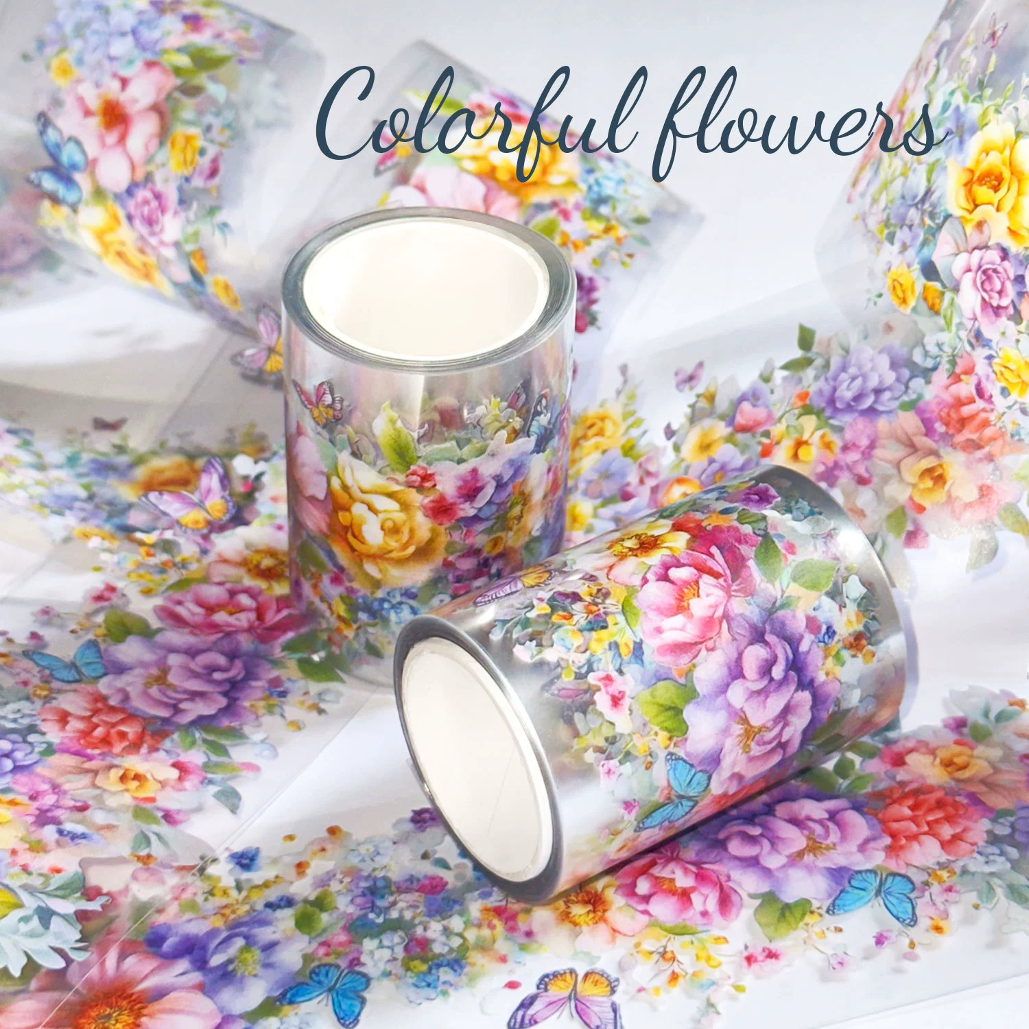 Цветные цветы, ПЭТ-лента, мультяшный культурно-креативный материал для творческого рукоделия, литературный справочник, скрапбукинг, блокнот и т.д.