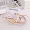 Retro earrings from pearl, fashionable set, European style