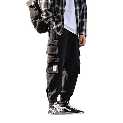 Men's Fall Compression Work Pants, Oversized Loose Straight Leg Casual Pants for Plus Size, Trendy Streetwear, Korean Style