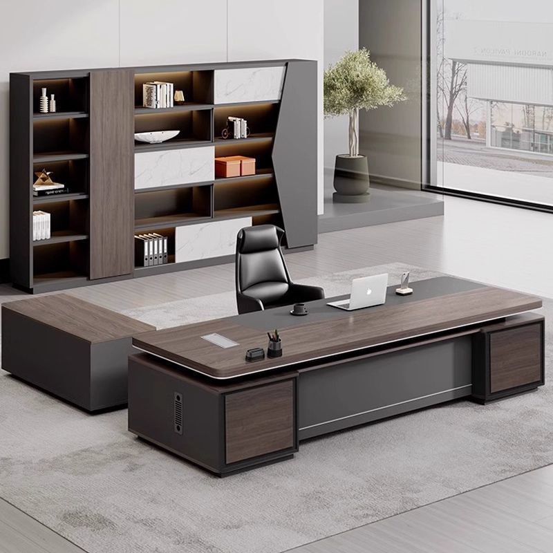 Light Luxury Executive Desk and Chair Set, New Chinese Style Ceo Manager Computer Desk, Modern Minimalist Executive Desk