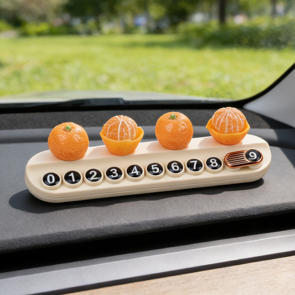 Tarjeta telefónica de movimiento de automóviles, tarjeta de estacionamiento temporal, decoración de automóviles de frutas personales, adornos de litchi