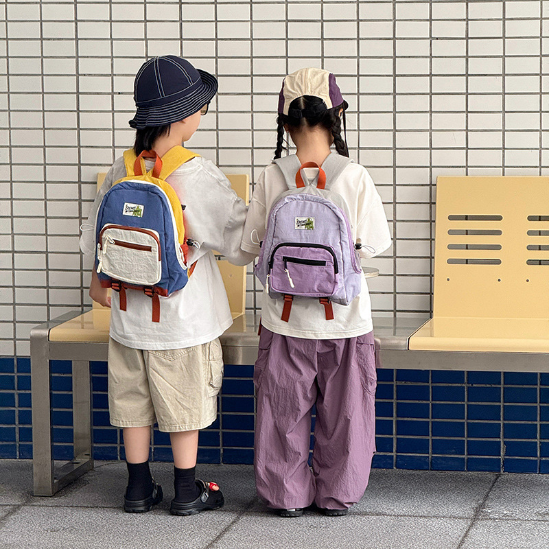 Mochila escolar para estudiantes de jardín de infantes 2026 estilo coreano color contraste mochila para niños y niñas nueva mochila infantil transfronteriza