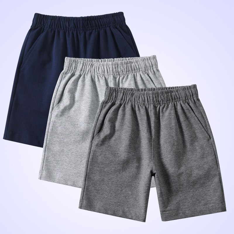 Children's Sports Shorts Boys Five-point Pants for Outer Wear Primary School Students' Grey School Uniform Pants Simple Solid Color Sports Pants