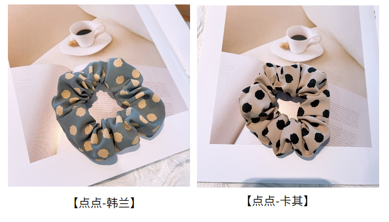 15g Weight Headwear Classification Birthday Occasion Geometric Pattern Women'S Gender Retro Style Khaki, White, Green, Blue, Yellow, Black Color Korean Retro Letter Wave Dot Hair Scrunchies 4