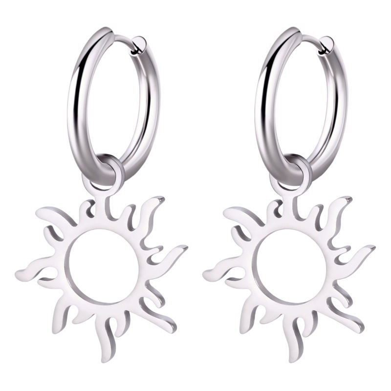 Estilo caliente retro estilo europeo y americano nueva moda Bohemia transfronteriza irregular sol colgante pendientes de acero inoxidable