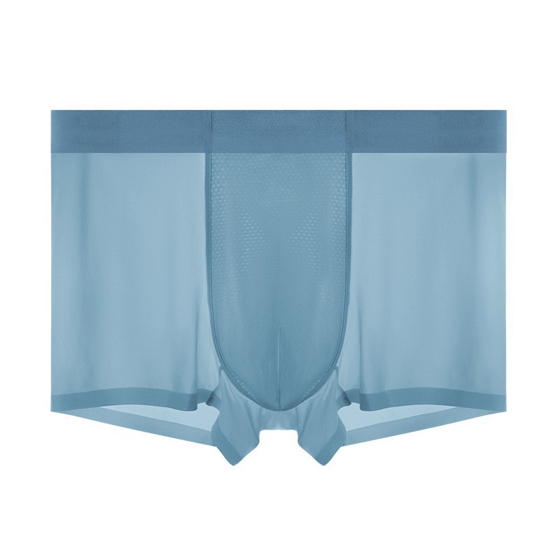 Pantalones de desnudez de seda de hielo para hombres, pantalones de verano delgados 7A, entrepierna antibacteriana ligera y transpirable, secado rápido, quad sin marcas.