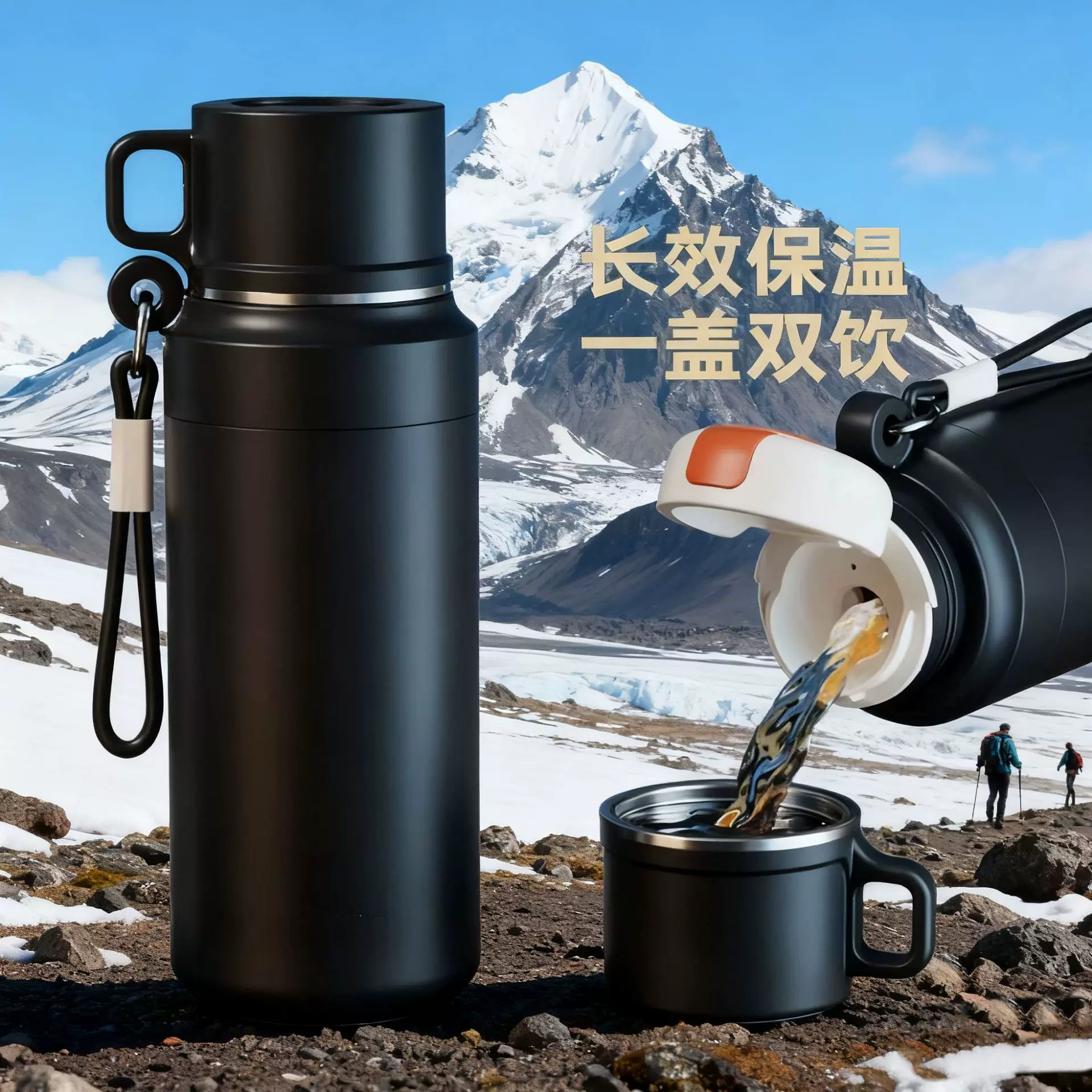 爆款户外316不锈钢杯子双层大容量保温壶男士登山茶水分离保温杯