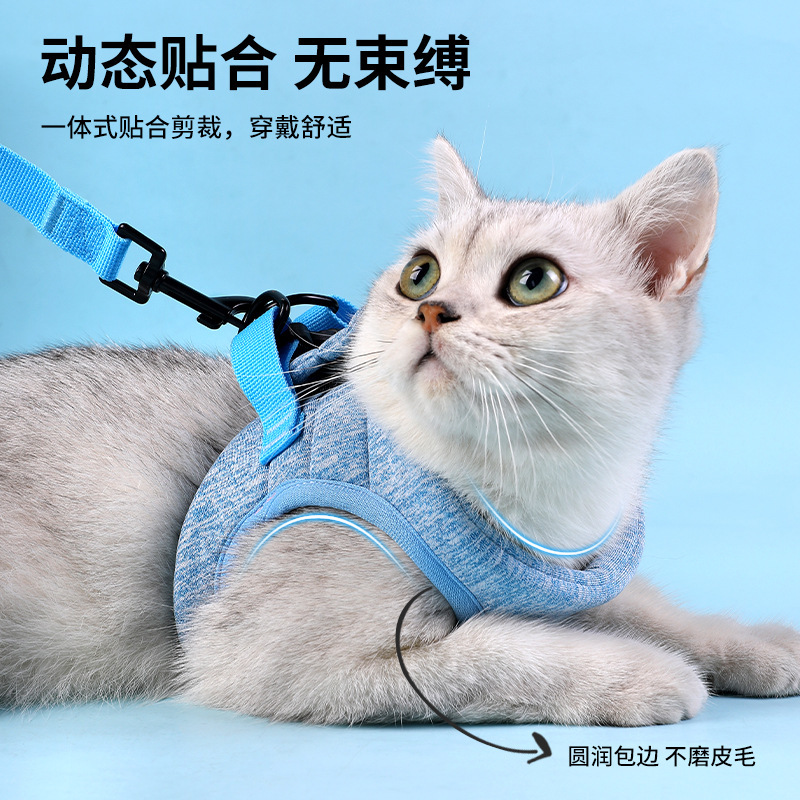 Chaleco gato cuerda de tracción anti-rotura correa de pecho para mascotas Velcro acolchado gato cuerda suministros para mascotas al por mayor