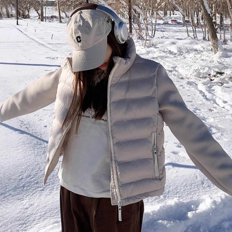 Ropa de algodón de comercio exterior otoño y invierno de 2025 nueva ropa de algodón de estilo extranjero delgada chaqueta de algodón corta chaqueta de costura europea y americana