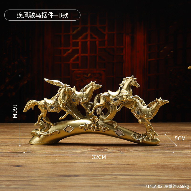 Light Luxury Horse to Success Resin Ornaments Office Desktop Lucking Decoration Home Living Room Entrance Housewarming Opening Gift