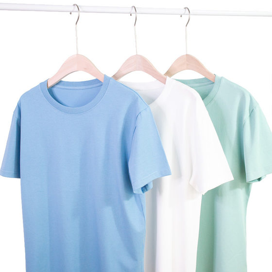 12 color 190G ice silk 50 double yarn short sleeve men's T-shirt summer thin cool breathable T-shirt half sleeve women's print