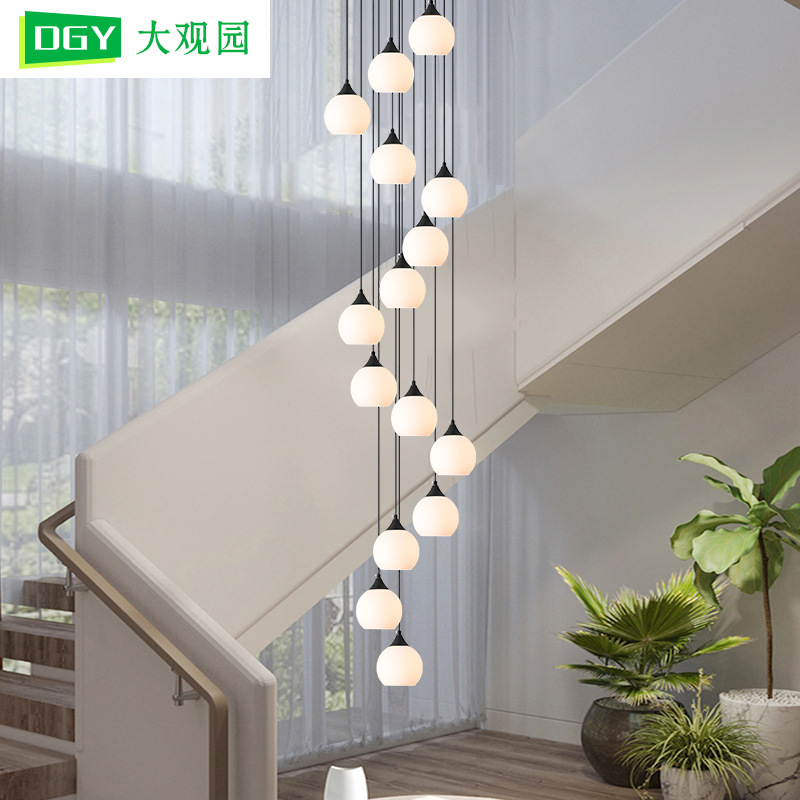 Lámpara de araña moderna minimalista para escalera de dúplex Grand View Garden, lámpara de araña grande para sala de estar de villa nueva, lámpara de araña para loft 485L