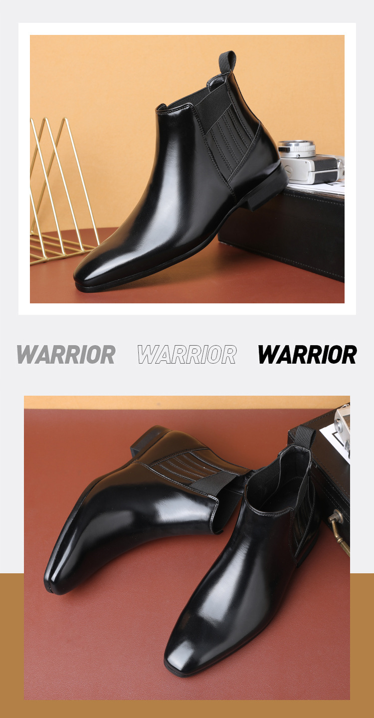 Schlichte High-Top-Business-Schuhe aus Leder für Herren_voghion.com