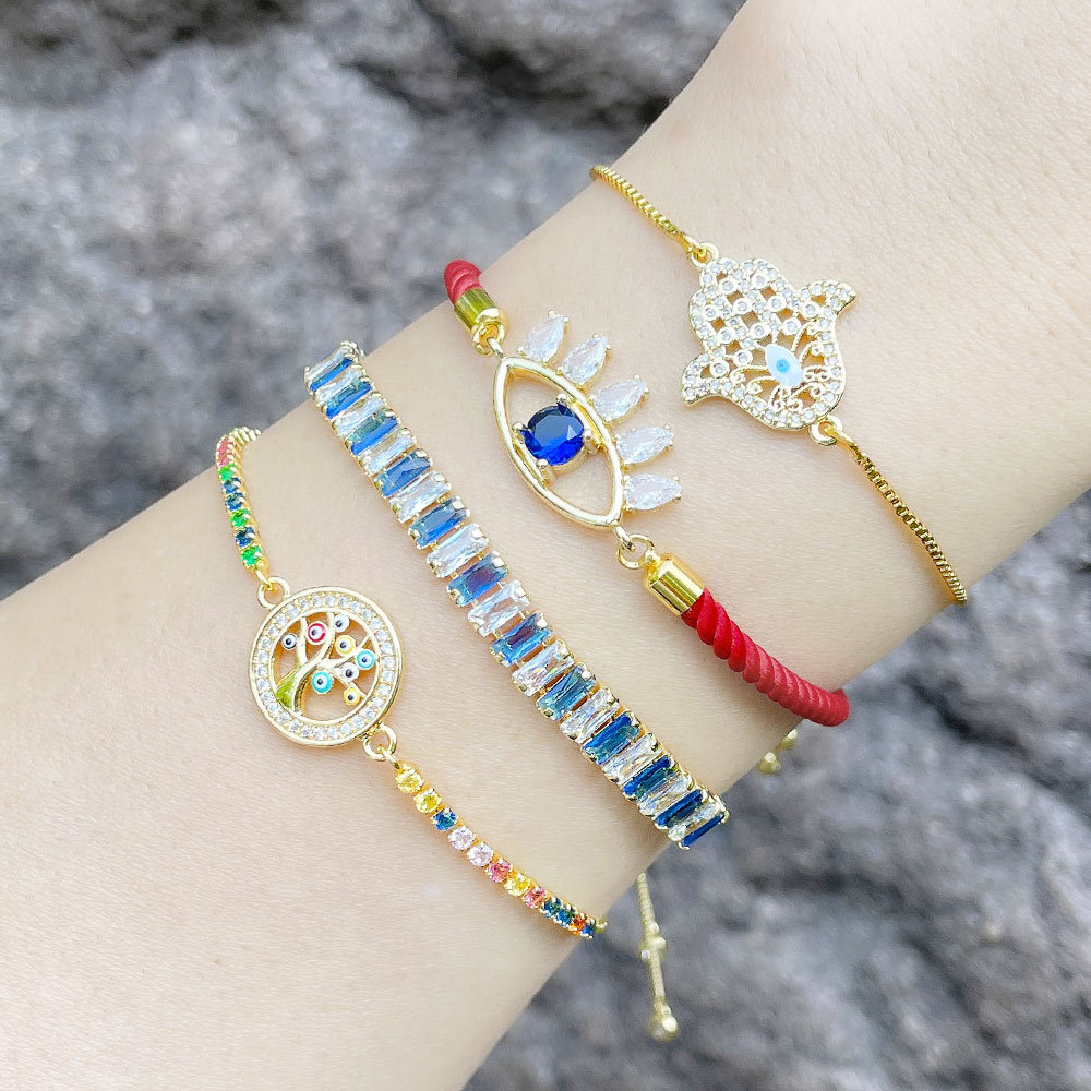 Fashion Geometric Eye Copper Bracelets Inlay Zircon Copper Bracelets