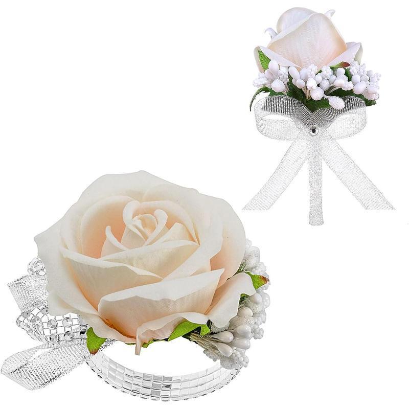 A7137 Dropshipping Aliexpress Amazon Cross-Border New Wrist Flower 2 Pieces Artificial Rose Corsage Bracelet