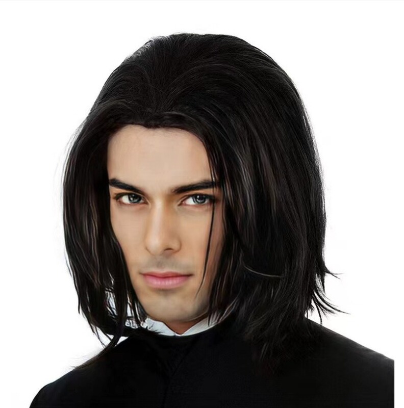 Cross-Border Aliexpress Hot-Selling Wig Men's Medium Parted Short Straight Hair Cosplay Vincent Vega Stage Props