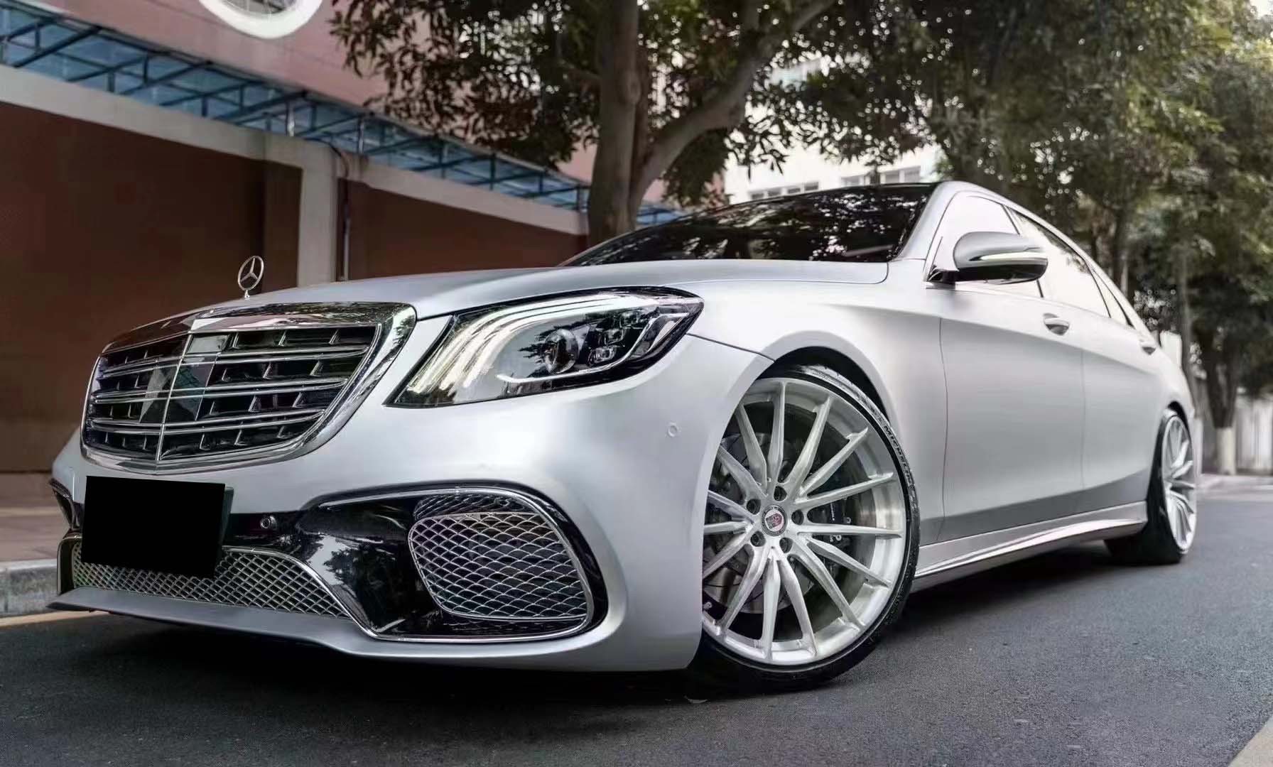 Suitable for 18-20 Model Mercedes-Benz S-Class W222 Late-Model Versions, Modified S63/S65Amg Body Kit, Front and Rear Bumper Grille Set