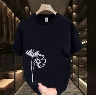 [high quality Men's Wear] Men's Fashionable Personalized Printed Short-sleeved T-shirt Summer Cotton Korean-style All-match Round Neck Top