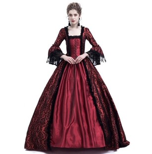 High-End Palace Dress Lace Splicing Large Hem Skirt Retro Medieval Renaissance Dress