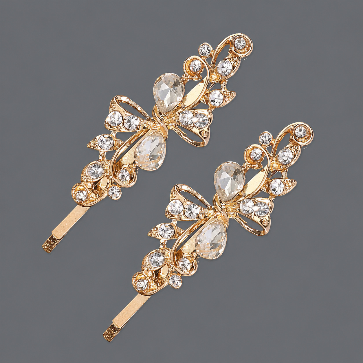 Horquilla de zirconio de lujo ligero europeo y americano con incrustaciones de diamantes, pinza de pelo de alta gama para mujer, suministro mayorista transfronterizo directo de fábrica.