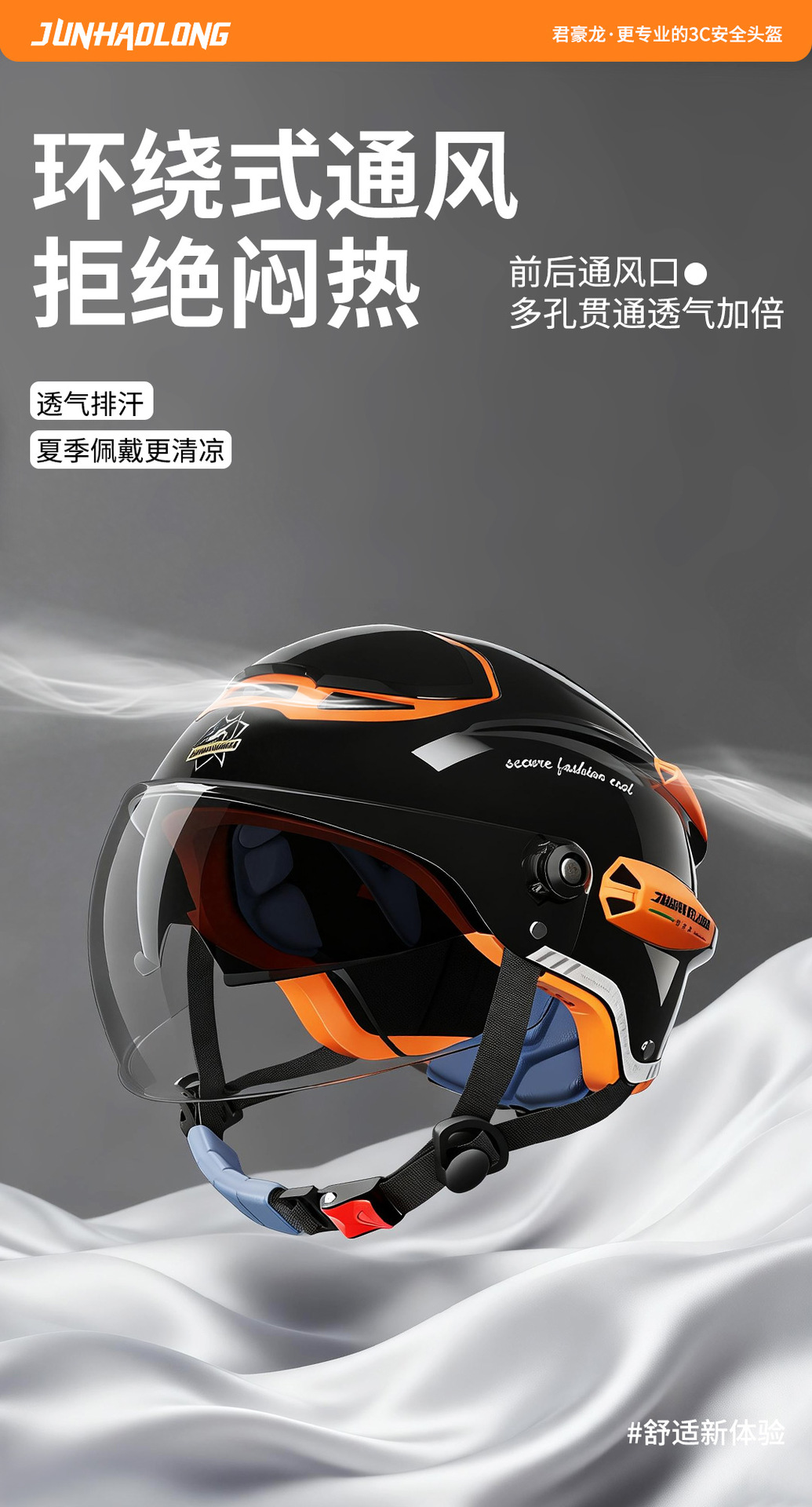 Junhaolong 3C Certified Motorcycle Electric Vehicle Helmet, Summer Sun Protection, Unisex, All-Season Safety Helmet, Half Helmet, High-End