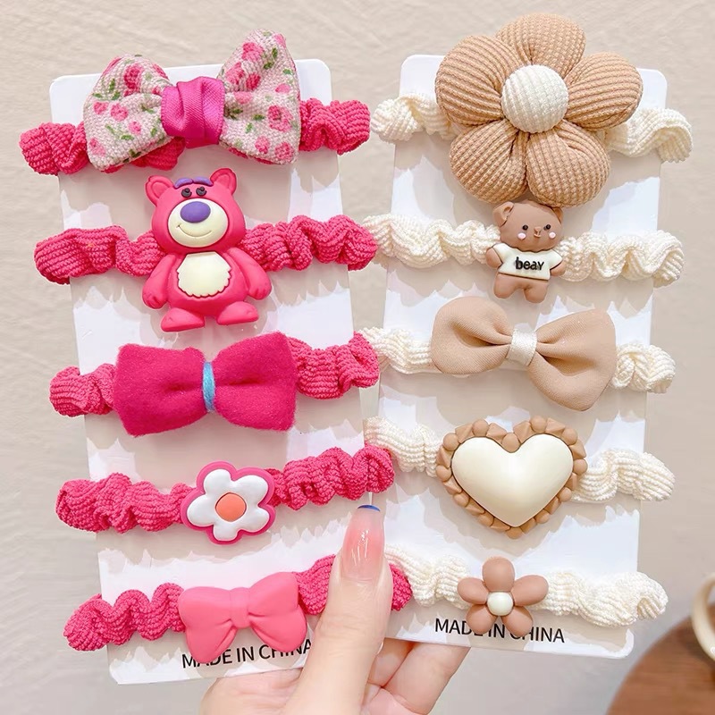 Otoño y invierno leche de café flor cabello anillo de cabello chica lindo tocado de cabello de niños cabello de alta elasticidad elástico cabello