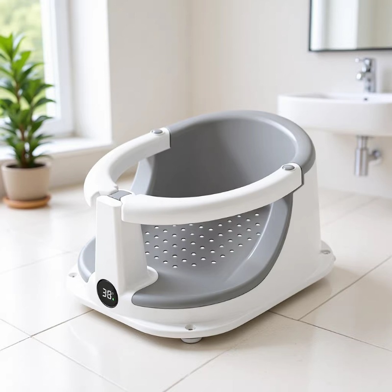 Asiento de baño para bebés personalizado marco de soporte bañera estampado marco de baño estampado asiento de baño para bebés sensible al calor