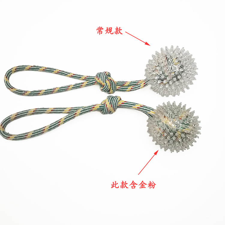 Nuevo juguete transfronterizo para perros Bola de cuerda de algodón tejida a mano bola Thorn bola resistente a los mordiscos entrenamiento molar juguete interactivo para mascotas