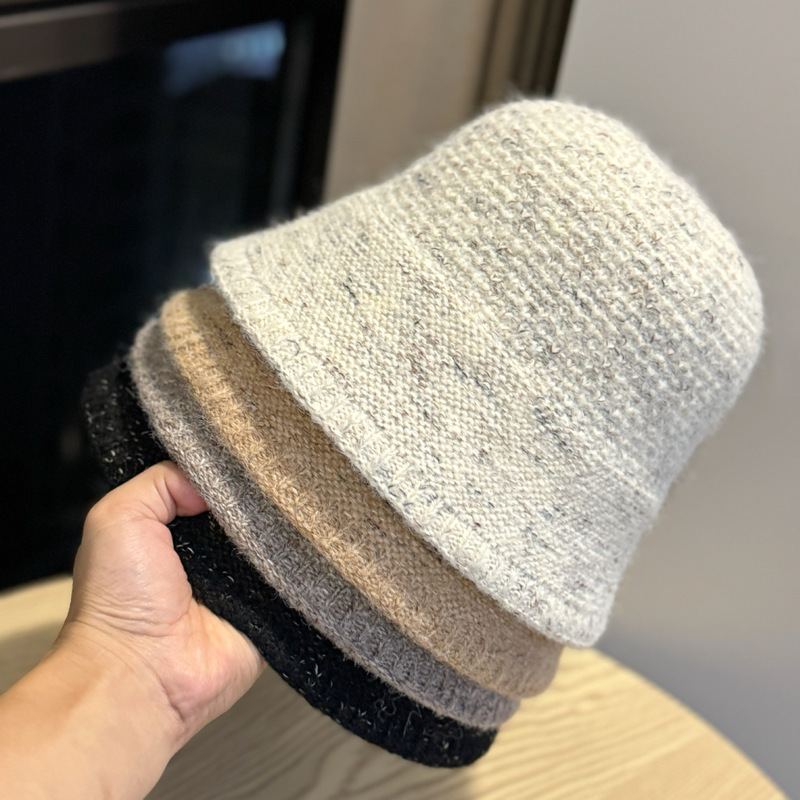 韩版彩色手工针织帽女秋冬保暖护耳毛绒钩针盆帽时尚百搭毛线帽潮|undefined