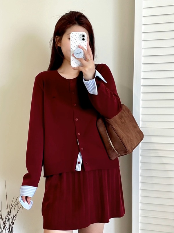 【包邮】大码气质休闲学院风针织套装2025秋款胖mm开衫女半裙两件|undefined