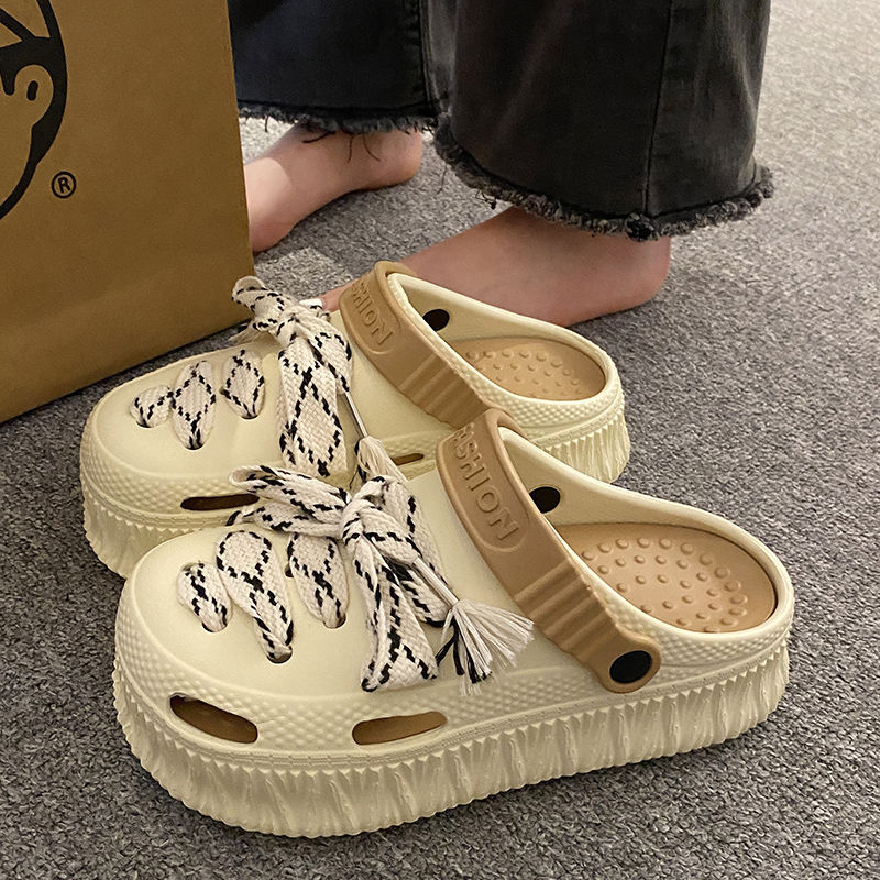 Spot super hot 2024 primavera y verano zapatos de suela gruesa EVA para adultos para mujeres zuecos transpirables aumentados para playa junto al mar