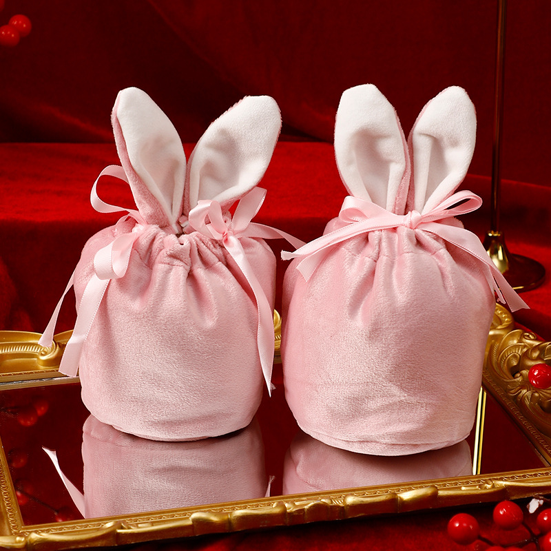Nueva bolsa de dulces de terciopelo de orejas de conejo caja de regalo caja de dulces de boda caja de dulces de boda dama de honor regalo creativo