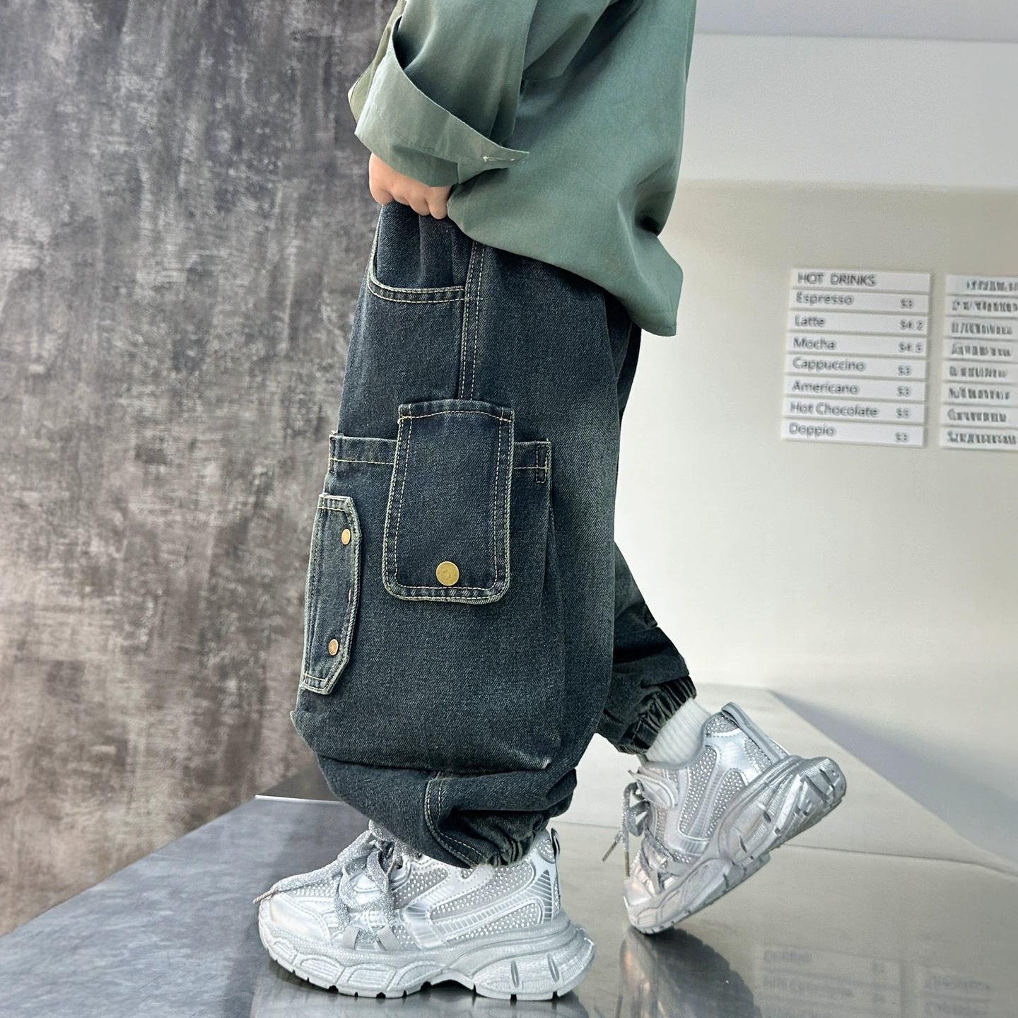 Осенние джинсы для мальчиков, детские тонкие брюки, корейский стиль