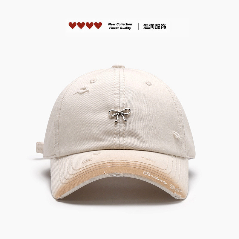 Sombreras de béisbol de arco japonés originales de moda para mujeres, gorras de lengua de pato agujeros, gorras pintadas, sombreros de cara teñidos con gradiente