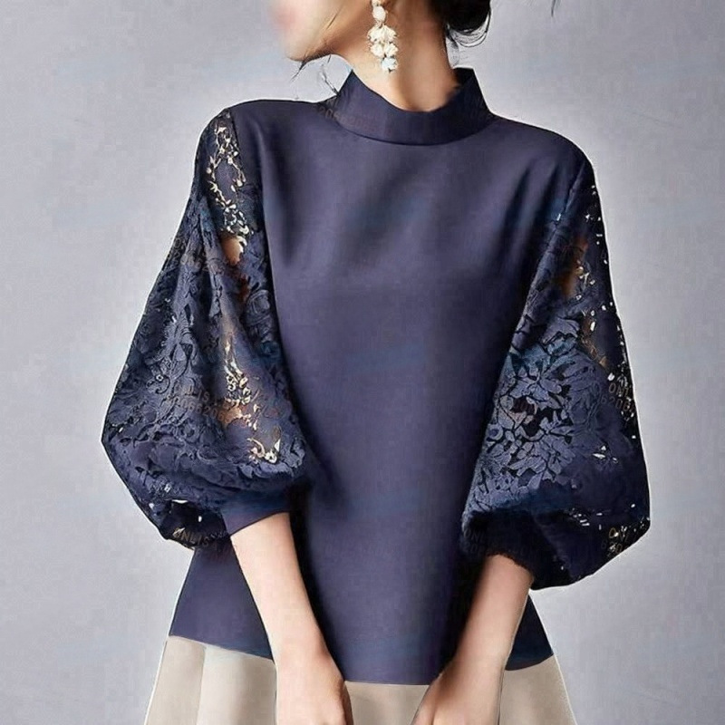 In Stock 2025 New Top Japanese Style Stand Collar Lace Lantern Sleeve Top In Stock 2025 New Top Japanese Style Stand Collar Lace Lantern Sleeve Top