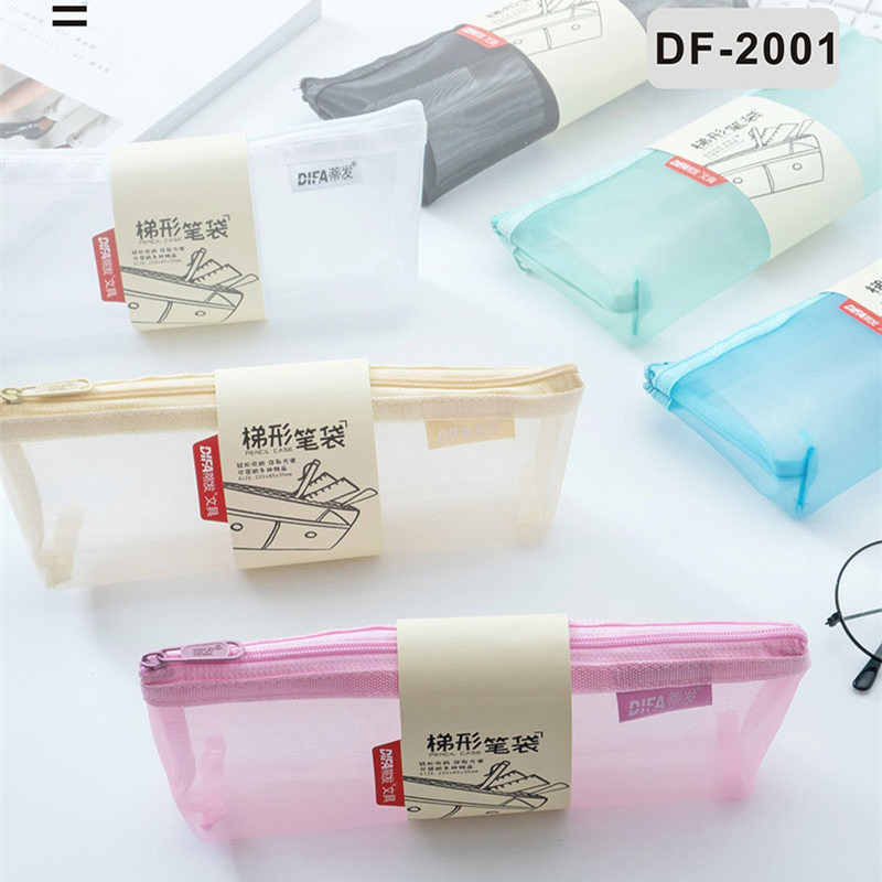 단색 3차원 대용량 문구가방 투명 메쉬 연필가방 심플가방 시험실 학습용품 수납 연필가방