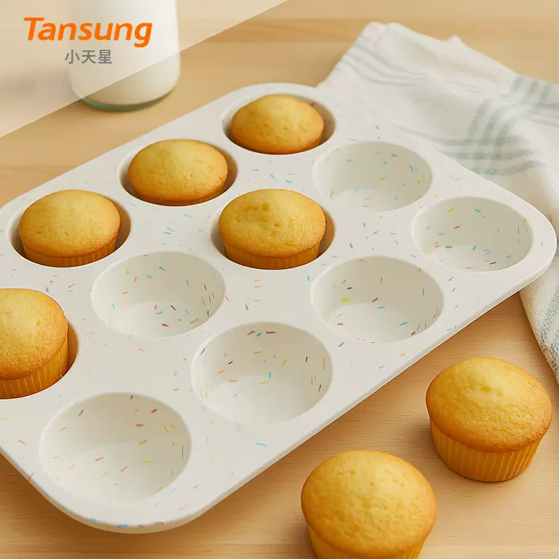 跨境食品级硅胶12连杯子蛋糕模具马芬杯DIY家用烘焙工具现货批发