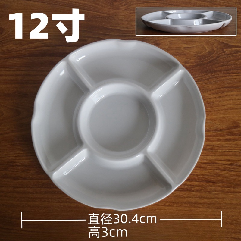 白いメラミン厚い円盤平皿炒め皿蓮の花皿深皿果物皿小皿試食皿現物工場