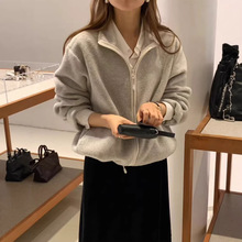 韩系小众百搭立领摇粒绒拉链开衫外套女春季新款宽松休闲长袖卫衣