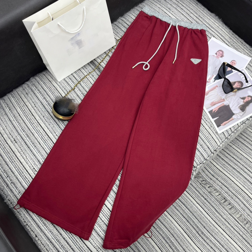 NANYOU 하이 엔드 여성 의류 PRA * 대비 허리 탄성 허리 캐주얼 스트레이트 바지