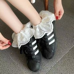 新款白色花边春夏秋女款花边短袜韩系甜美中筒日系堆堆袜花边