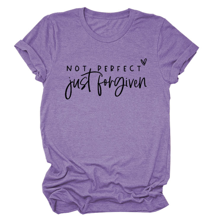 No es perfecto sólo perdonado estación independiente Comercio exterior moda casual carta suelta Camiseta de manga corta Mujer