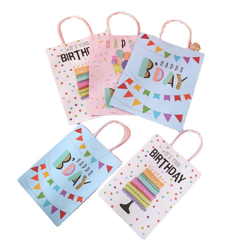 Bolsa de papel de regalo simple bolsa de regalo de cumpleaños bolsa de regalo bolso de papel Kraft bolso de cumpleaños al por mayor