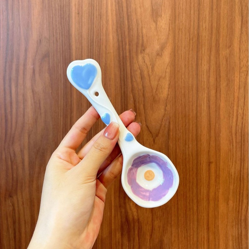 Ins风少女心かわいいセラミックスプーン家庭用赤ちゃんお食事スプーン高颜値デザートスプーンヨーグルトオート麦スプーン|undefined