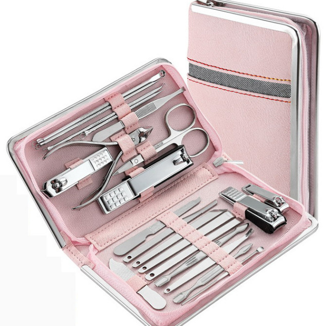 26-piece cortaúñas traje de hogar anti-Splash grandes cortaúñas Rosa oro águila nariz cortaúñas herramientas de recorte de uñas