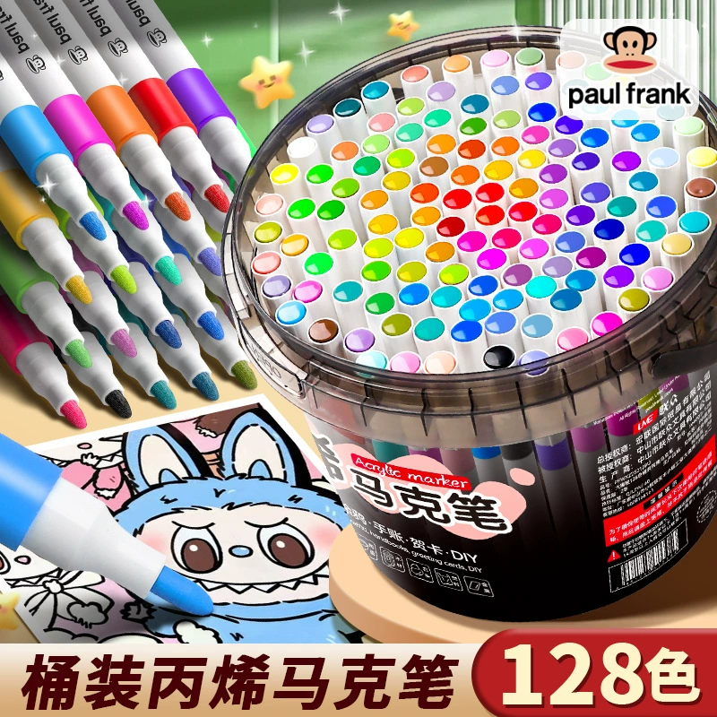 Набор акриловых маркеров Paul Frank/Big Mouth Monkey, 128 цветов, с мягким наконечником, для рисования, детские акварельные ручки, не размазываются