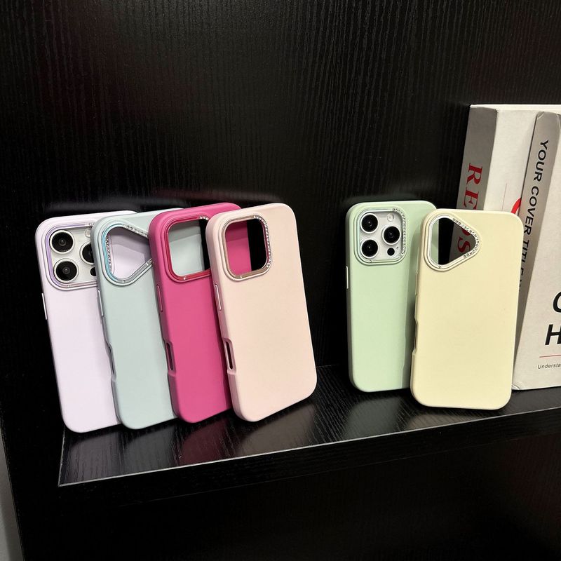Apple 16ProMax 液体シリコーンメタルドットダイヤモンドフレーム iP16 携帯電話ケース 16Pro フラッシュダイヤモンドレンズに適しています。|undefined